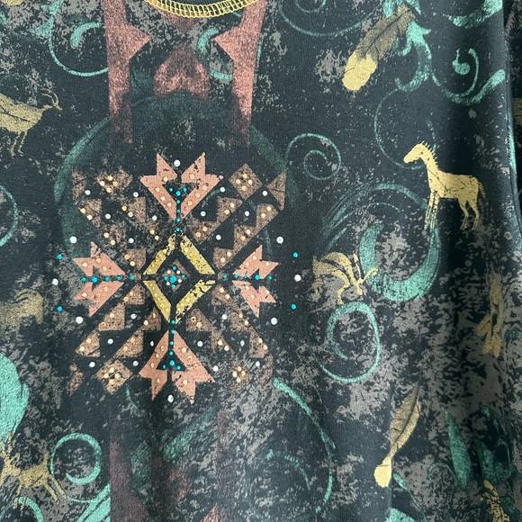 NWOT Cactus Bay Black Sz XXL Tribal Aztec Embellished 3/4 Sleeves Y2K Festival - Picture 3 of 5